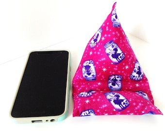 Fairies Cell Phone Pillow Stand, Mobile Phone Cushion, Phone Stand, Hands Free Device Holder, Fits Average Size Cell Phones, Handmade