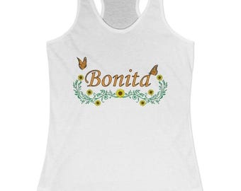 Bonita Sunflower Monarch Butterfly Women's Racerback Tank | Latina Floral Artwork