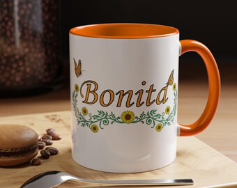 Bonita Sunflower Monarch Butterfly Accent Coffee Mug | Latina Floral Design