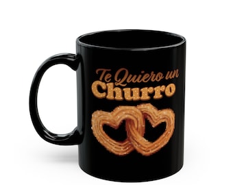Te Quiero un Churro 8-Bit Heart Mug | Spanish Phrase Ceramic Coffee Cup