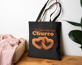 Te Quiero un Churro 8-Bit Heart Cotton Canvas Tote Bag