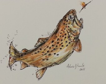 Brown Trout water color painting