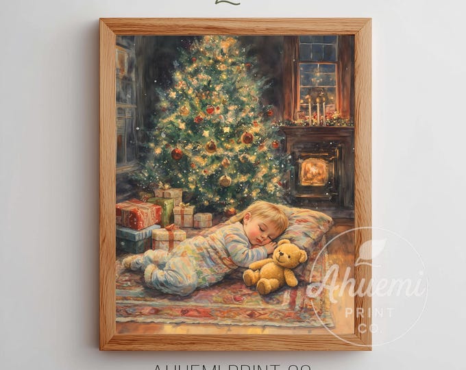 Vintage Christmas Child Illustration – Nostalgic Holiday Decor (Digital Download)