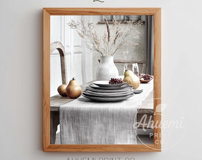 Mid-Century Modern Table Still Life Photography Print – Neutral Scandinavian Decor (Digital Download)
