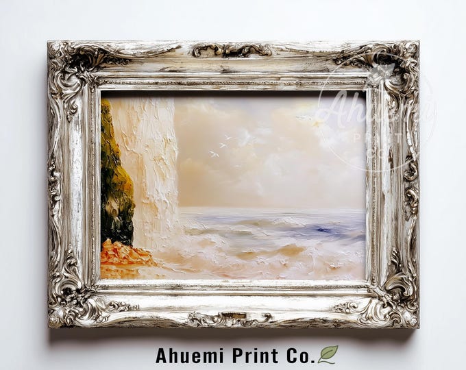 Dramatic Cliffs of Moher Landscape - Pink Coastal Wall Art, Vintage Stormy Scene, Printable Decor, Atlantic Seascape Digital Download 478