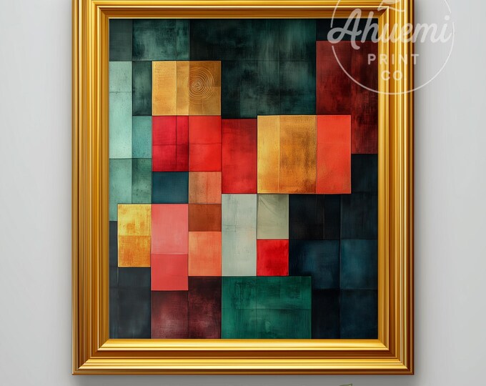 Abstract Christmas Color Block Print - Rustic Holiday Decor (Digital Download)