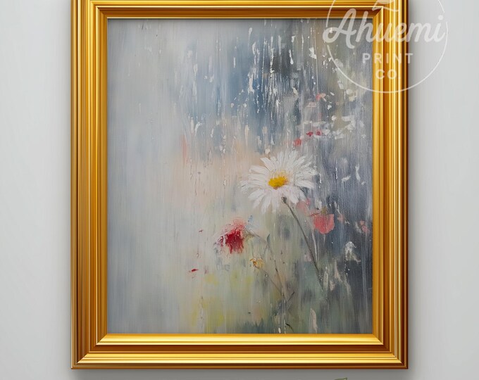 Vintage Wildflower Painting Printable, Moody Floral Cottagecore Art (Digital Download)