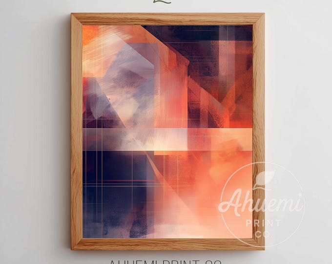 Printable Contemporary Abstract Wall Art - Festive Geometric Planes, Moody Modern Decor, Warm Light Washes, Instant Digital Download 216
