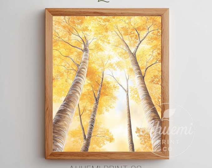 Autumn Tree Canopy Print - Rustic Fall Leaves Painting (Digital Download)