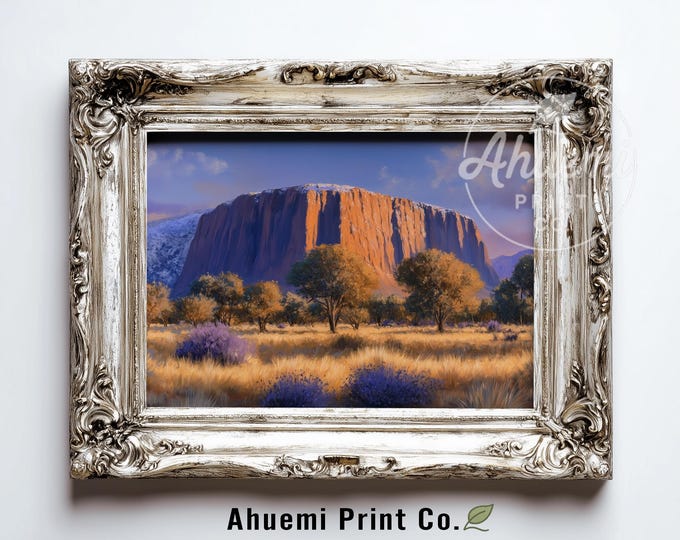 Rustic Uluru Sunset Printable Art - Moody Australian Outback Landscape, Earthy Sunset Scene, Warm Australia Decor, Instant Download 471