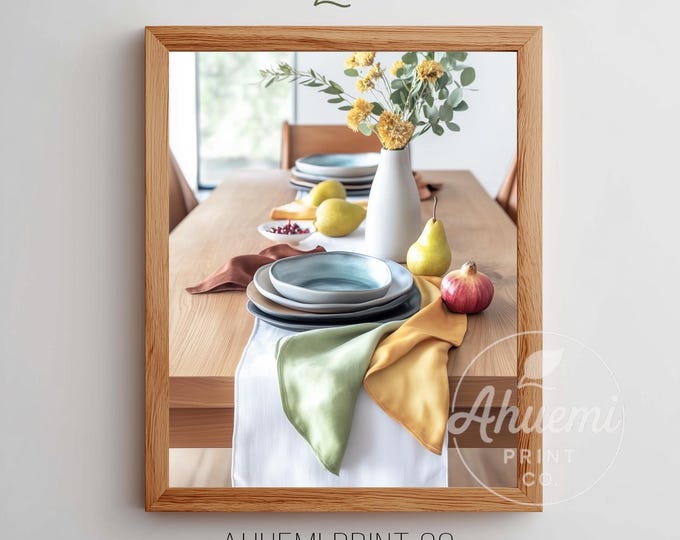 Mid-Century Modern Table Still Life - Cozy Retro Printable Art, Rustic Dining Decor, Minimalist Kitchen Wall Art, Digital Download 101