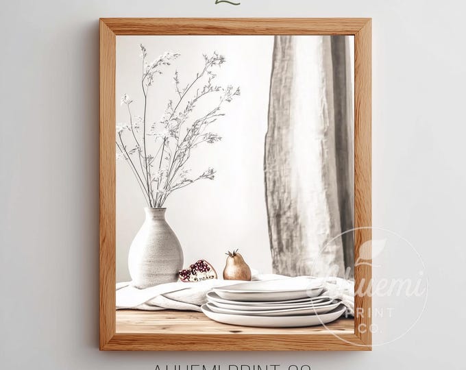 Mid-Century Modern Printable Table Setting Art - Cozy Minimalist Still Life, Warm Scandinavian Decor, Rustic Farmhouse Digital Download 99