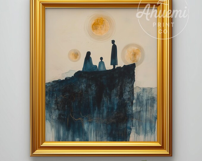 Minimalist Nativity Scene Watercolor Print – Abstract Christmas Decor (Digital Download)