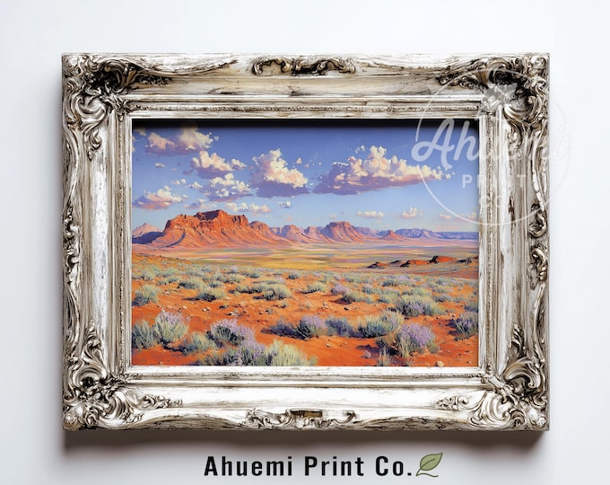Southwestern Painted Desert Printable - Colorful Rustic Landscape Painting, Terracotta Hues, Serene Panorama, Summer Download Art Print 469