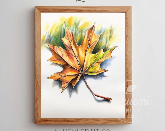 Rustic Maple Leaf Painting - Cozy Autumn Wall Art (Digital Download)