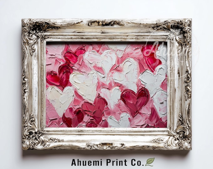 Printable Valentine's Day Heart Field Art - Romantic Modern Sculptural Design, Playful Feminine Wall Decor, Instant Digital Download 584