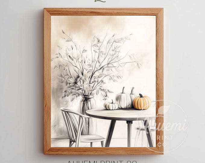 Scandinavian Dining Nook Print – Wishbone Chairs, Neutral Decor (Digital Download)