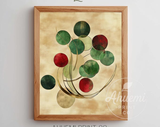 Watercolor Mistletoe Printable - Festive Botanical Art, Modern Minimalist Winter Decor, Vintage Style Digital Holiday Wall Art Download 254