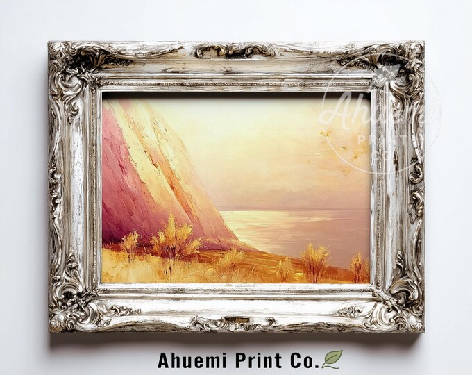 Rustic Printable Uluru Landscape at Golden Hour - Moody Desert Scene, Southwest Warm Tones, Serene Earthy Decor, Digital Art 473
