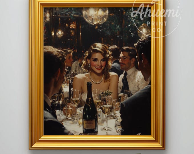 Vintage Supper Club Elegance - Glamorous Nightlife Scene, Retro Evening Art Printable, Mid-Century Sophistication, Digital Wall Decor 460