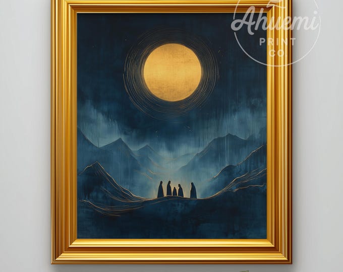 Minimalist Nativity Scene Print - Abstract Watercolor Christmas Decor (Digital Download)