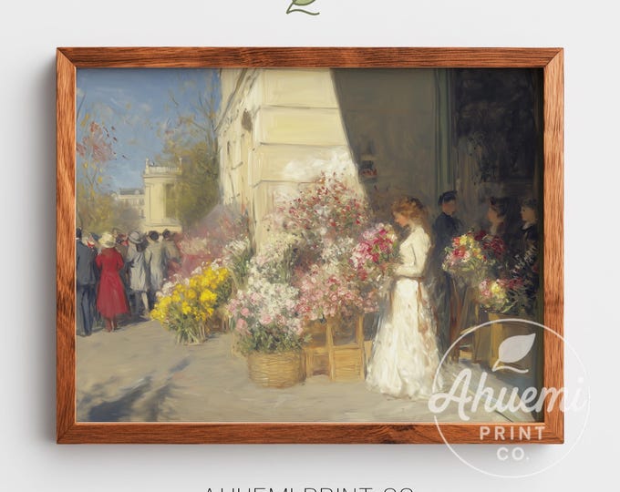 Vintage European Flower Market Print - Rustic Cottagecore Wall Art (Digital Download)