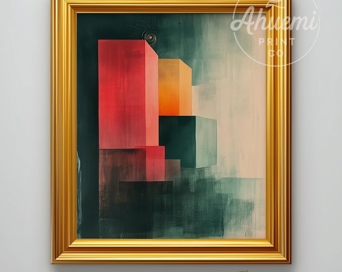 Mid-Century Modern Color Block Print – Abstract Geometric Wall Art (Digital Download)
