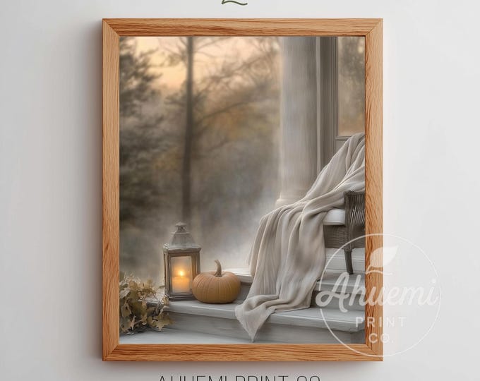 Rustic Autumn Pumpkin Porch Print – Farmhouse Fall Decor (Digital Download)