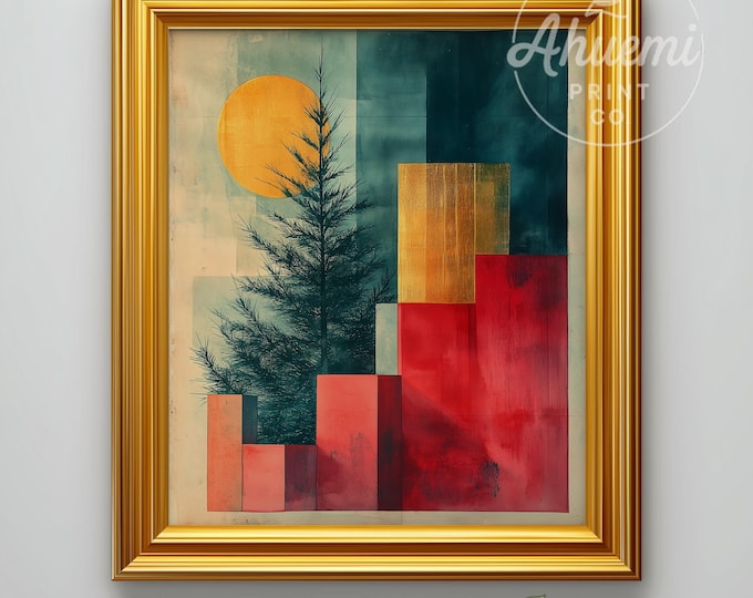 Christmas Tree Silhouette Print – Modern Holiday Wall Art (Digital Download)