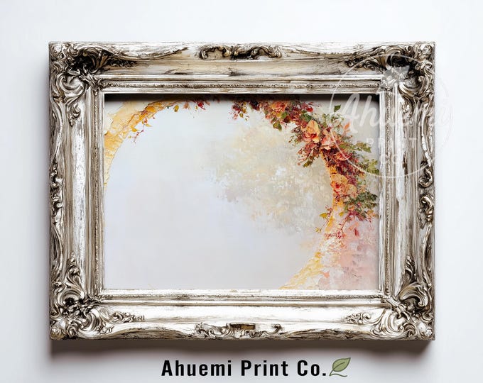 Abstract Painterly Fall Halo Wall Art - Warm Autumn Tones, Modern Minimalist Painting, Cozy Neutral Leafy Composition, Printable Digital 519