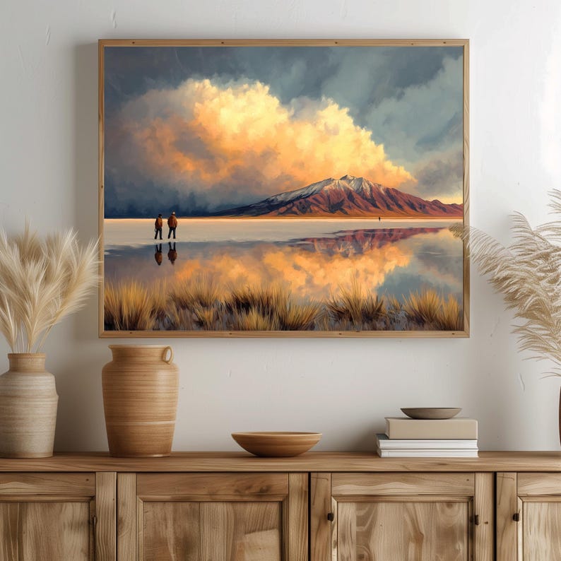 Printable Uyuni Salt Flats Landscape Minimalist Painting With Mirror printable-uyuni-salt-flats-landscape-minimalist-painting-with-mirror