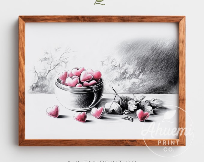 Heart Candies Art Print – Romantic Vintage Style Decor (Digital Download)