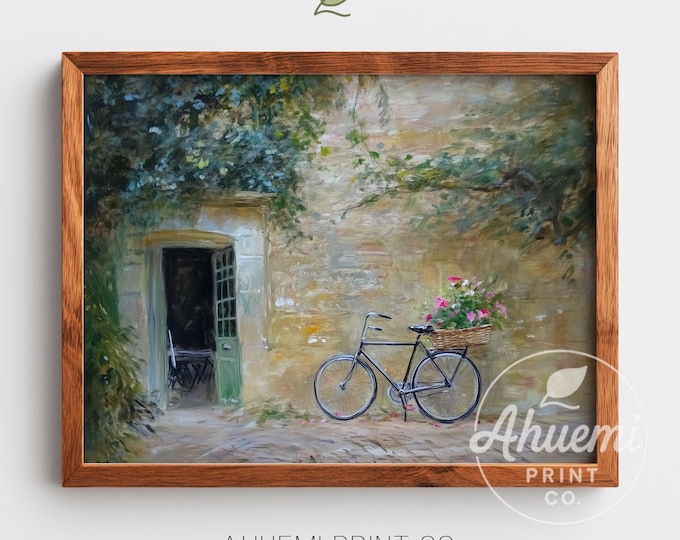 Vintage Bicycle Watercolor Print - Rustic Cottagecore Wall Decor (Digital Download)