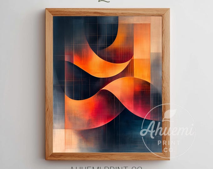 Moody Abstract Holiday Wall Art Printable - Glowing Intersecting Light Ribbons, Warm Festive Energy Decor, Digital Modern Art Print 238