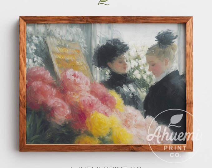 Vintage European Flower Market Print – Watercolor Cottagecore Art (Digital Download)