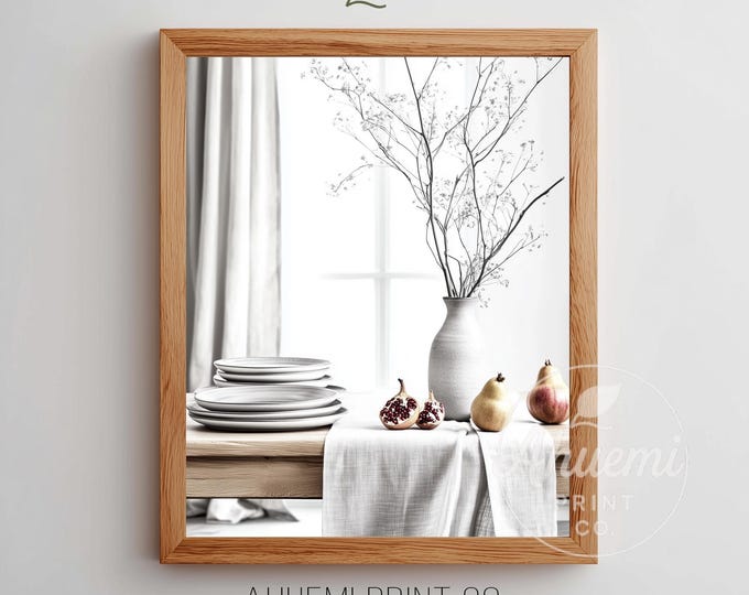 Mid-century Printable Table Set for Two - Cozy Neutral Scandi Minimalist Wall Art, Fine Art Photography, Digital Download Home Decor 100