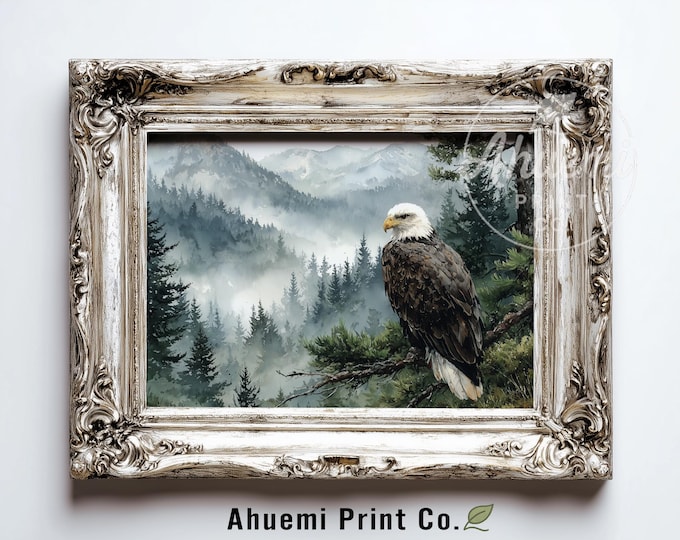Bald Eagle Painting Print – Rustic Cabin Decor (Digital Download)