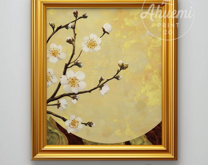 Cherry Blossom Branch Print - Japanese Watercolor Botanical Art (Digital Download)