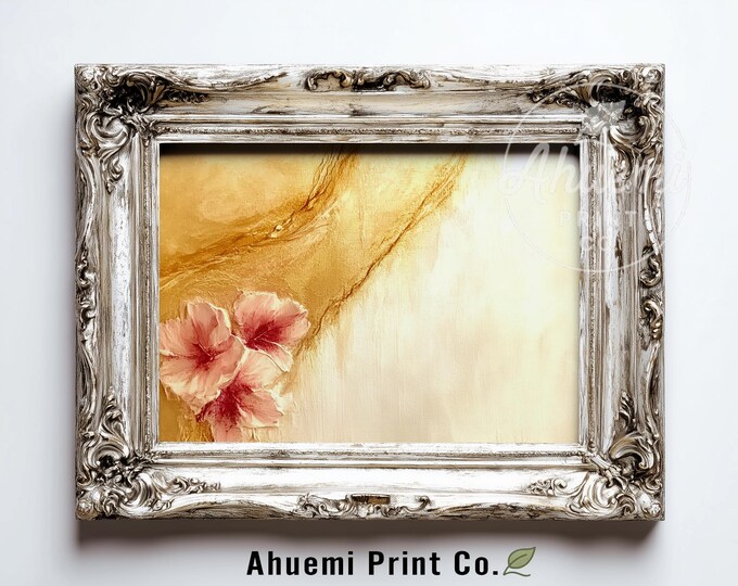 Romantic Pink Blossom Abstract Painting - Warm Botanical Art, Neutral Cottagecore Decor, Minimalist Floral Printable Wall Art, Digital 517