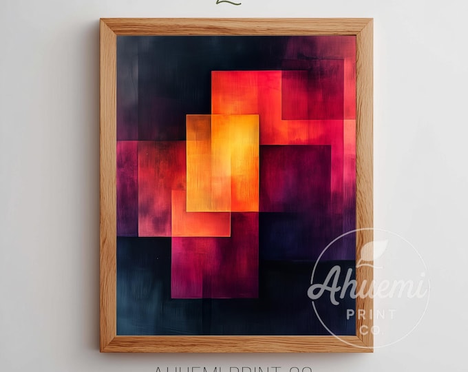 Moody Geometric Holiday Glow - Abstract Digital Printable Wall Art, Festive Energy with Warm Colors, Modern Digital Download Decor  219