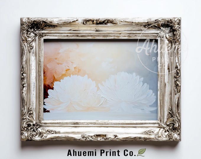 Neutral Floral Wall Art Printable - Serene White Layered Blooms, Modern Minimalist Art, Soft Pastel Decor, Romantic Digital Download 513