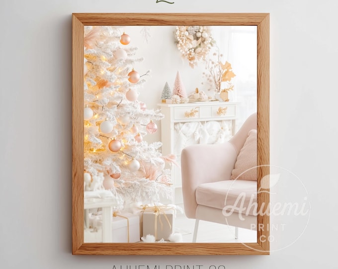 Pink Christmas Armchair Print - Scandinavian Holiday Decor (Digital Download)