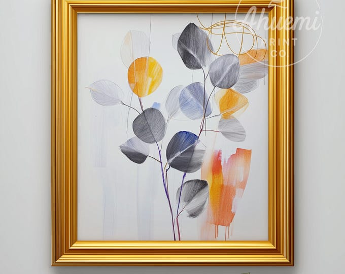 Eucalyptus Branch Watercolor Print – Scandinavian Botanical Art (Digital Download)