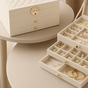 Organisateur de bijoux élégant en velours et cuir : boîte de rangement luxueuse pour le voyage et la présentation, cadeau parfait