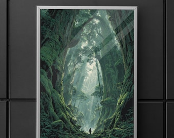 Forest Art Print: Princess Mononoke, Zendikar Inspired Fantasy Landscape
