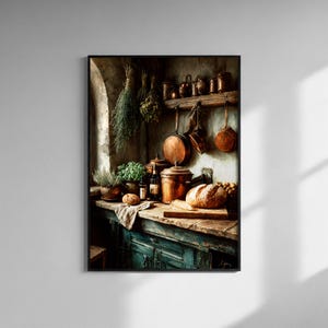 Art culinaire vintage - Pots à pain en cuivre - Poster de cuisine rustique