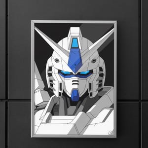 Minimalist Gundam Poster: Modern Mecha Art Print, Geometric Anime Decor