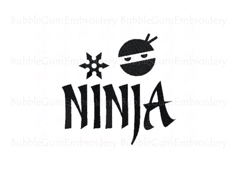 Ninja Embroidery Design Instant Download imagem 1
