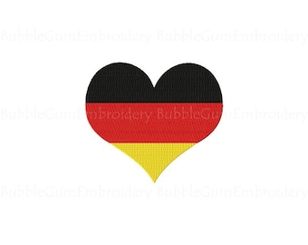 Alemania Bandera Corazón Bordado Diseño Descarga Instantánea