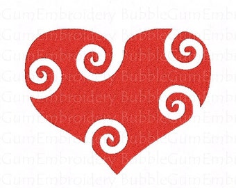 Curly Hearts Embroidery Designs Instant Download